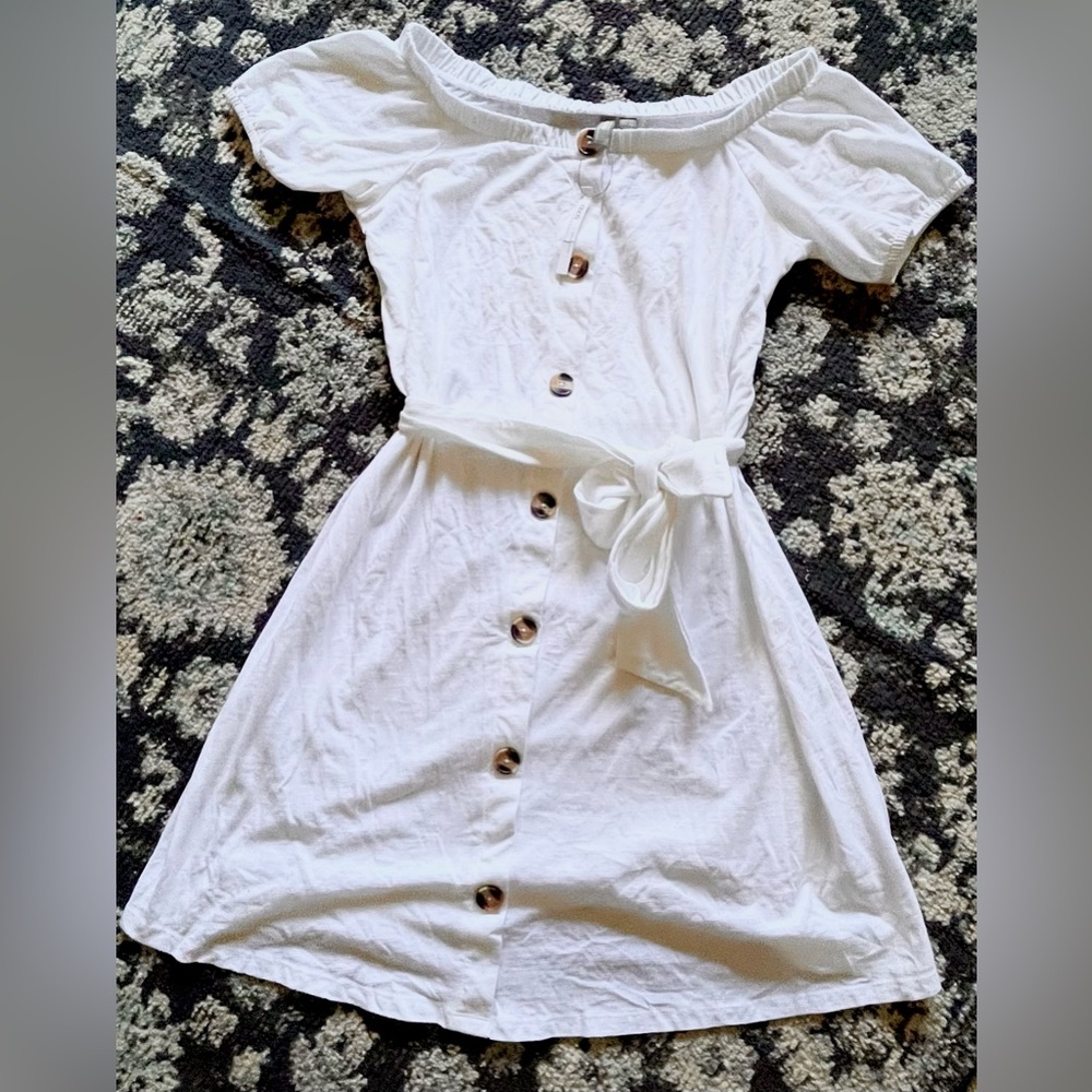 ASOS- White Button-Down Maternity Dress with Belt